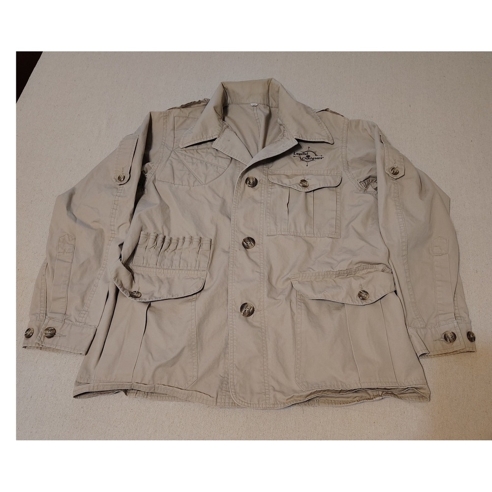 C. C. Filson Style 50 Khaki Utility Jacket Shooting Safari Fishing Mens Sz Large